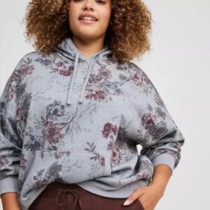 Floral Print Gray Hoodie Torrid 3X
